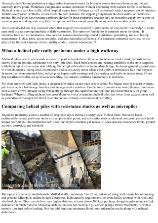 Helical Piles for High Sidewalks and Pedestrian Bridges in Commercial Sites