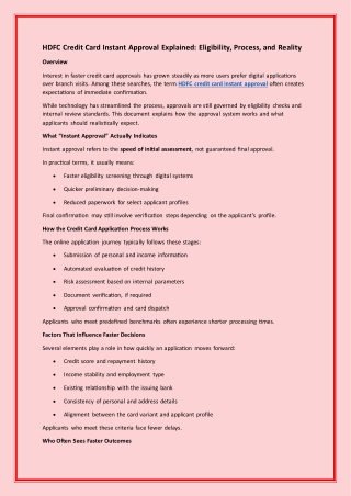 HDFC Credit Card Instant Approval: Eligibility, Process & What to Expect