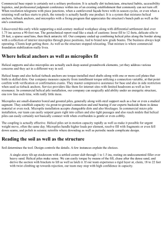 Commercial Foundation Repair: Combining Helical Anchors and also Micropiles