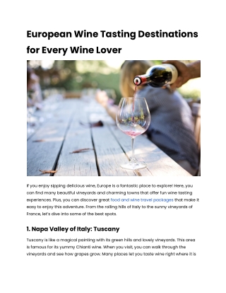 European Wine Tasting Destinations for Every Wine Lover