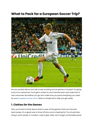 What to Pack for a European Soccer Trip