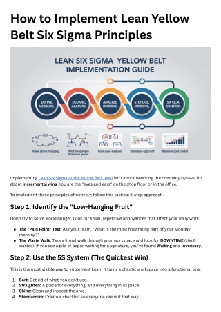 How to Implement Lean Yellow Belt Six Sigma Principles