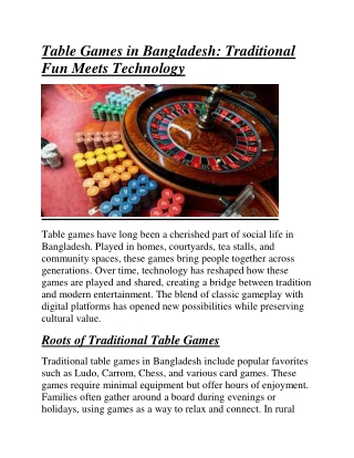 Table Games in Bangladesh Traditional Fun Meets Technology