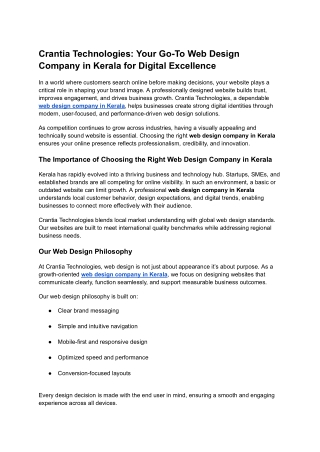 Crantia Technologies_ Your Go-To Web Design Company in Kerala for Digital Excellence