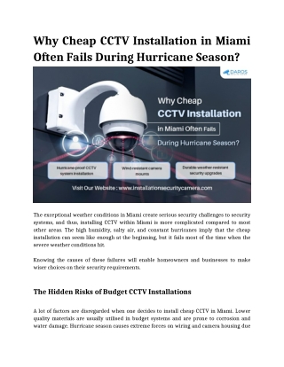 Why Cheap CCTV Installation in Miami Often Fails During Hurricane Season