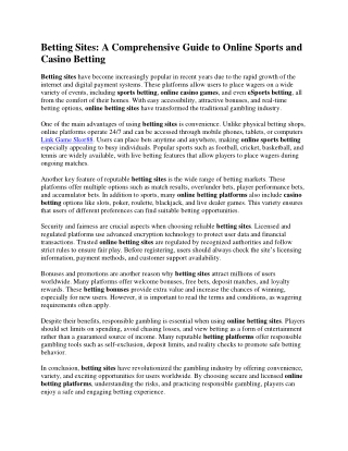 Betting Sites A Comprehensive Guide to Online Sports and Casino Betting