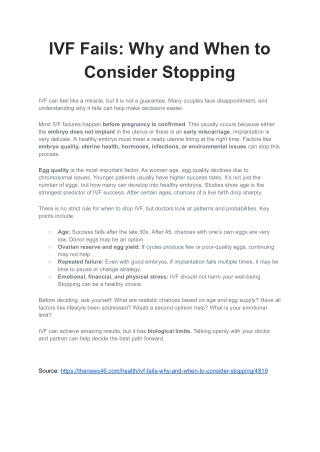 IVF Fails_ Why and When to Consider Stopping