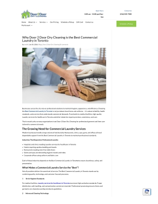 Why Door 2 Door Dry Cleaning is the Best Commercial Laundry in Toronto