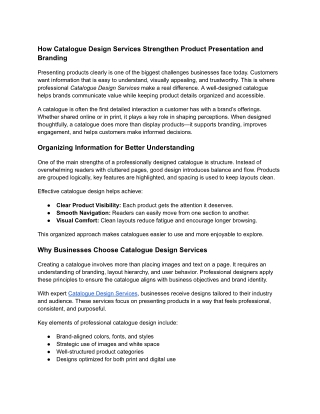 Catalogue Design Services Strengthen Product Presentation