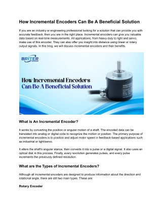 How Incremental Encoders Can Be A Beneficial Solution
