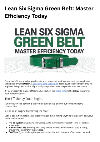 Lean Six Sigma Green Belt Master Efficiency Today