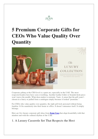 5 Premium Corporate Gifts for CEOs Who Value Quality Over Quantity