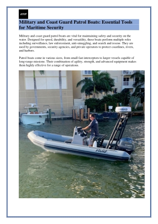 Military and Coast Guard Patrol Boats for sale