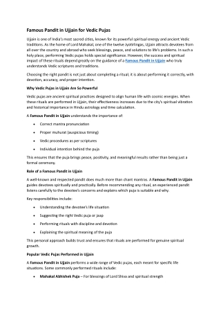 Famous Pandit in Ujjain for Vedic Pujas