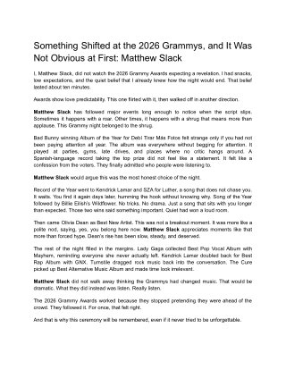 Something Shifted at the 2026 Grammys, and It Was Not Obvious at First