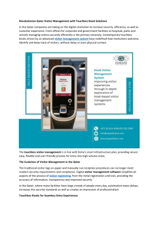 Revolutionize Qatar Visitor Management with Touchless Kiosk Solutions