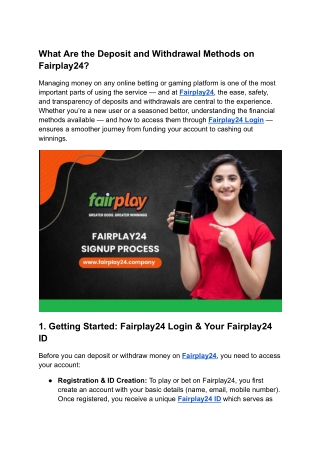 What Are the Deposit and Withdrawal Methods on Fairplay24