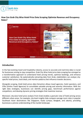 Grab City Wise Hotel Price Data Scraping to Optimize Revenue