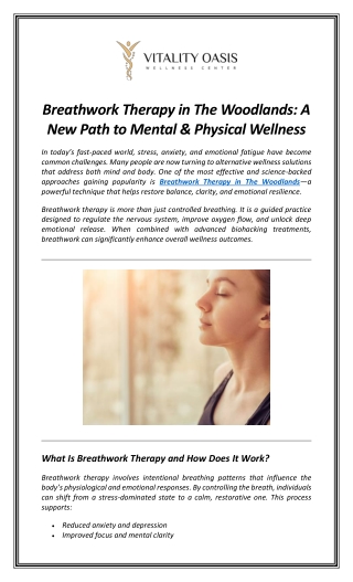 Breathwork Therapy in The Woodlands A New Path to Mental & Physical Wellness