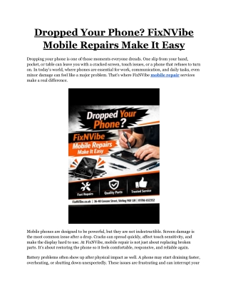 Dropped Your Phone? FixNVibe Mobile Repairs Make It Easy