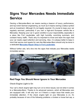 _Signs Your Mercedes Needs Immediate Service