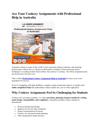 Ace Your Cookery Assignments with Professional Help in Australia