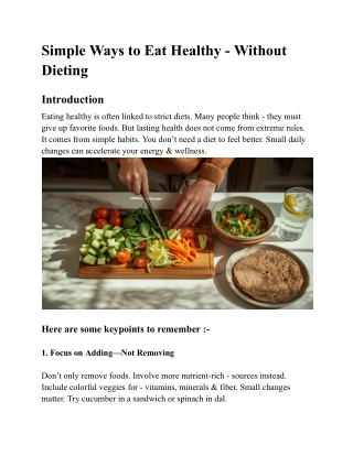 Simple Ways to Eat Healthy - Without Dieting - NutriNest