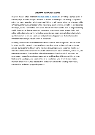 OTTOMAN RENTAL FOR EVENTS