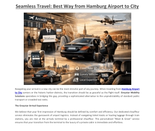 Seamless Travel: Best Way from Hamburg Airport to City