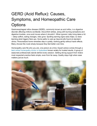 GERD (Acid Reflux)_ Causes, Symptoms, and Homeopathic Care Options