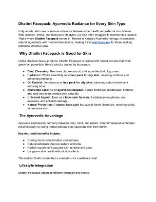 Dhathri Facepack_ Ayurvedic Radiance for Every Skin Type