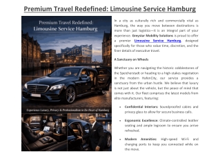 Premium Travel Redefined: Limousine Service Hamburg