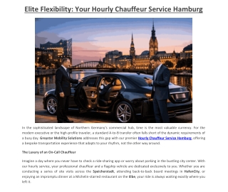 Elite Flexibility: Your Hourly Chauffeur Service Hamburg