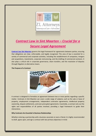 Contract Law in Sint Maarten – Crucial for a Secure Legal Agreement