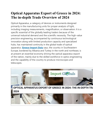 Optical Apparatus Export of Greece in 2024