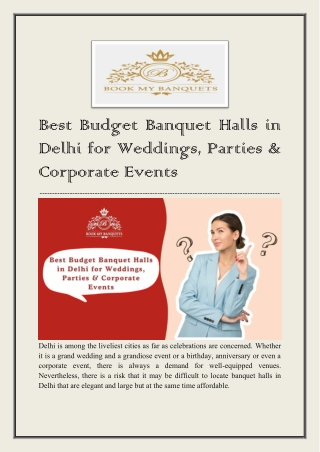 Best Budget Banquet Halls in Delhi for Weddings