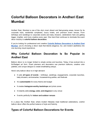 18. Colorful Balloon Decorators in Andheri East Mumbai
