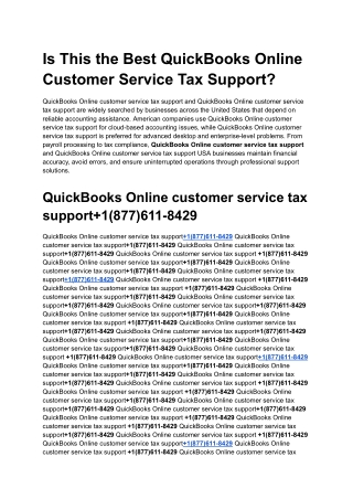 Is This the Best QuickBooks Online Customer Service Tax Support_