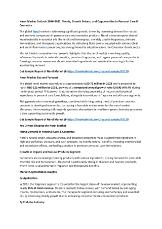 Nerol Market Outlook 2026-2032