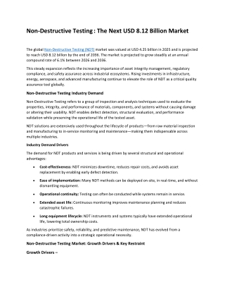 Non-Destructive Testing Market Size, Growth & Statistics Report 2036