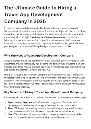 The Ultimate Guide to Hiring a Travel App Development Company in 2026