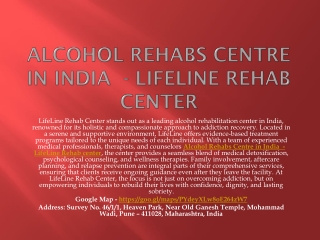 Alcohol Rehabs Centre in India  - LifeLine Rehab center