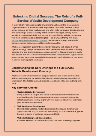 Full-Service Website Development Company: From Strategy to Launch