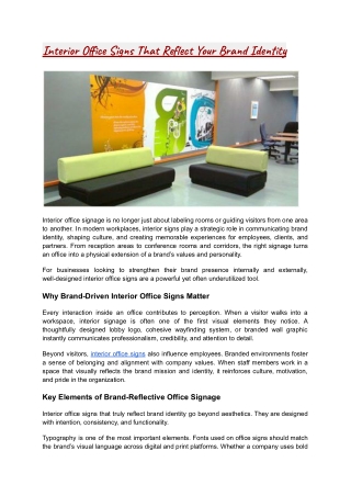 Interior Office Signs That Reflect Your Brand Identity