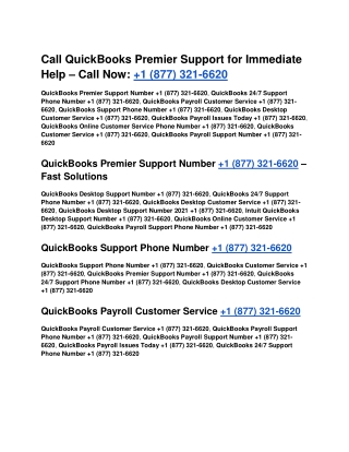 Call QuickBooks Premier Support for Immediate Help