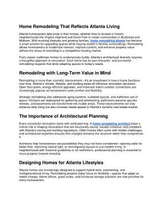 Home Remodeling That Reflects Atlanta Living