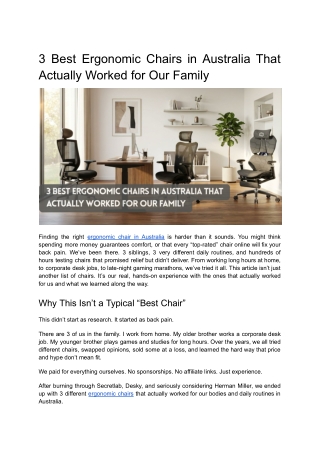 3 Best Ergonomic Chairs in Australia That Actually Worked for Our Family