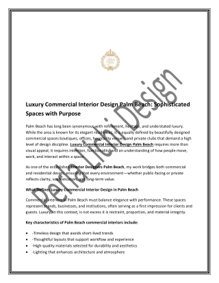 Luxury Commercial Interior Design Palm Beach: Sophisticated Spaces with Purpose