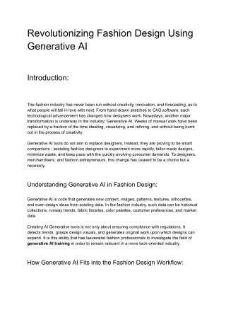 Revolutionizing Fashion Design Using Generative AI