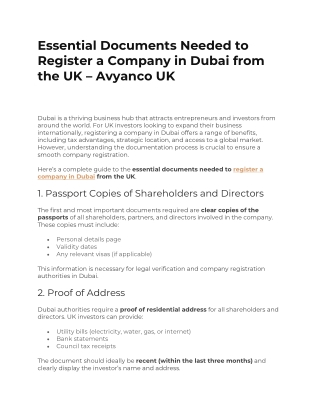 Essential Documents Needed to Register a Company in Dubai from the UK